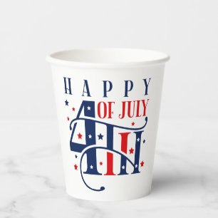 Gobelets En Papier Joyeux 4 juillet rouge blanc et bleu