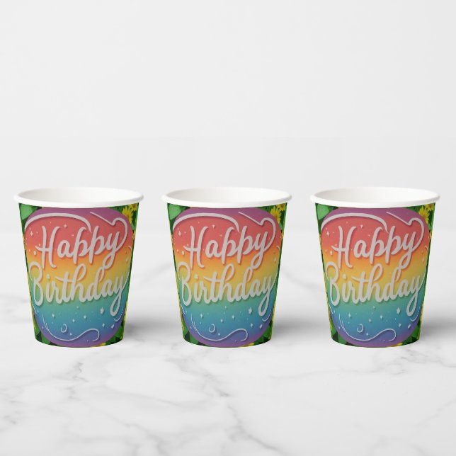 Gobelets En Papier Joyeux anniversaire (Multi)