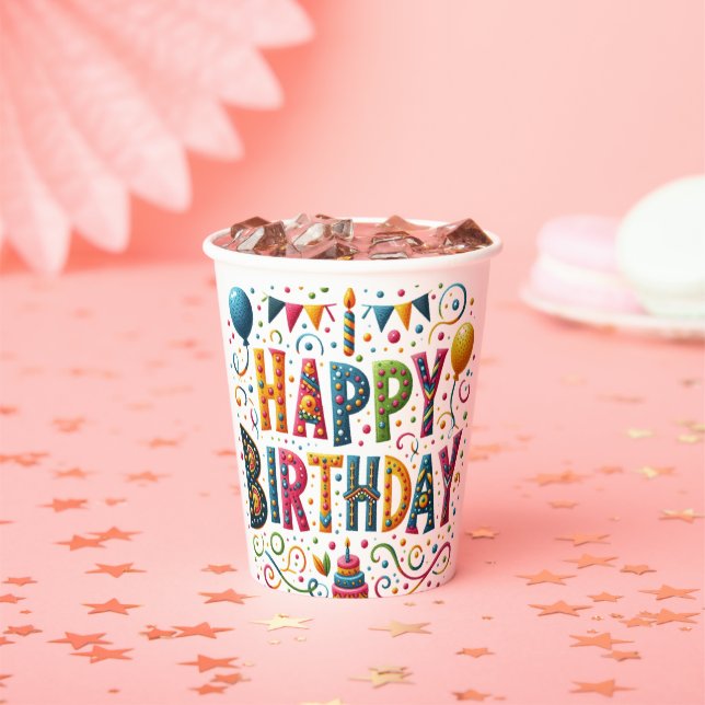 Gobelets En Papier Joyeux anniversaire (Insitu)