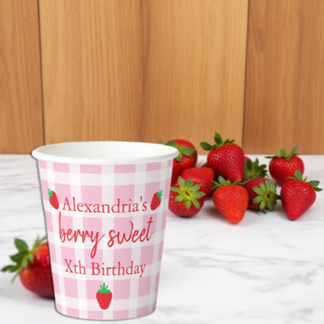 Gobelets En Papier Joyeux Anniversaire aux Fruits Rouges (Créateur téléchargé)