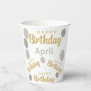Gobelets En Papier Joyeux anniversaire Avril anniversaires Tasse de p