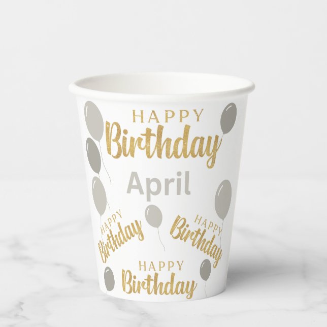 Gobelets En Papier Joyeux anniversaire Avril anniversaires Tasse de p (Recto)