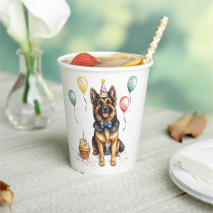 Gobelets En Papier Joyeux Anniversaire Berger Allemand