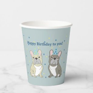 Gobelets En Papier Joyeux anniversaire bouledogue français