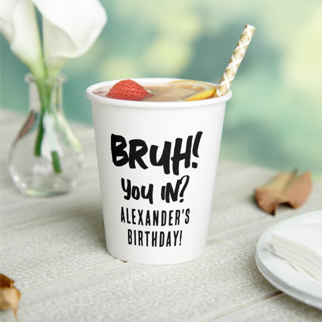 Gobelets En Papier Joyeux anniversaire Bruh Boy's adolescent Ado Boy (Insitu)