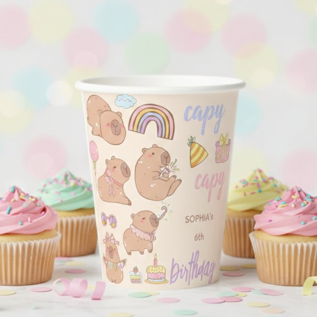 Gobelets En Papier Joyeux anniversaire capy  (Créateur téléchargé)