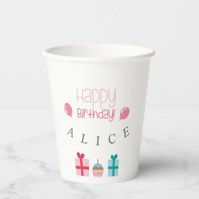 Gobelets En Papier Joyeux anniversaire customisé (Recto)