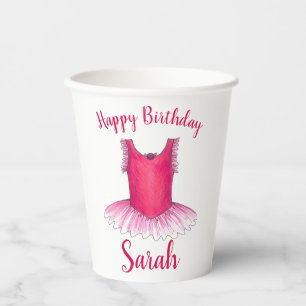 Gobelets En Papier Joyeux Anniversaire Danse Ballet Rose Ballerina Tu