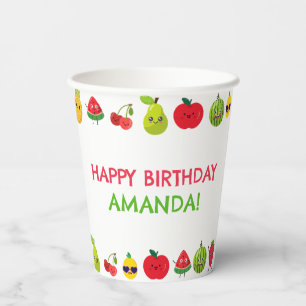 Gobelets En Papier Joyeux Anniversaire Enfants Fête de Fruit Mignon D