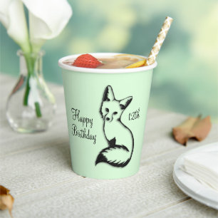 Gobelets En Papier Joyeux Anniversaire Fox w Age Green
