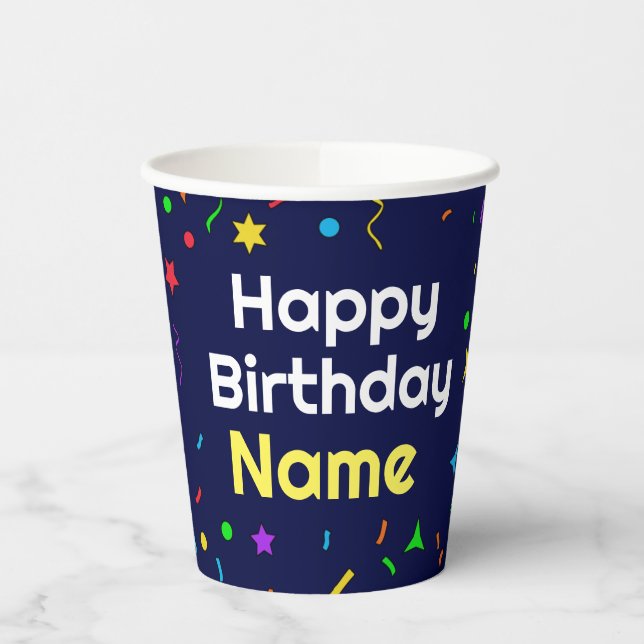 Gobelets En Papier Joyeux anniversaire personnalisé - tasses en papie (Gauche)