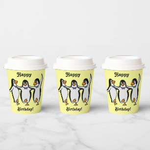 Gobelets En Papier Joyeux anniversaire ! Pingouins dansants amusants