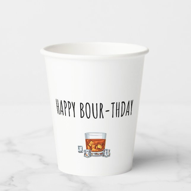 Gobelets En Papier Joyeux anniversaire pour Bourbon Lover (Recto)