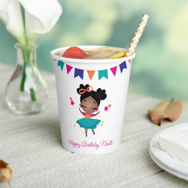 Gobelets En Papier Joyeux anniversaire ! Princesse Ballerina avec Bow (Insitu)
