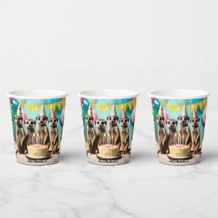 Gobelets En Papier Joyeux anniversaire suricate,