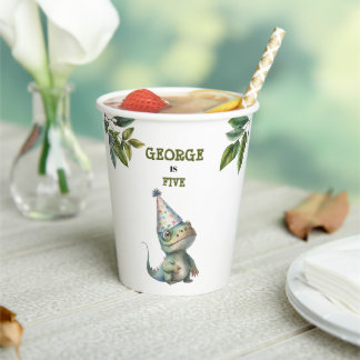 Gobelets En Papier Joyeux Anniversaire Thème Dinosaure Enfants Aquare