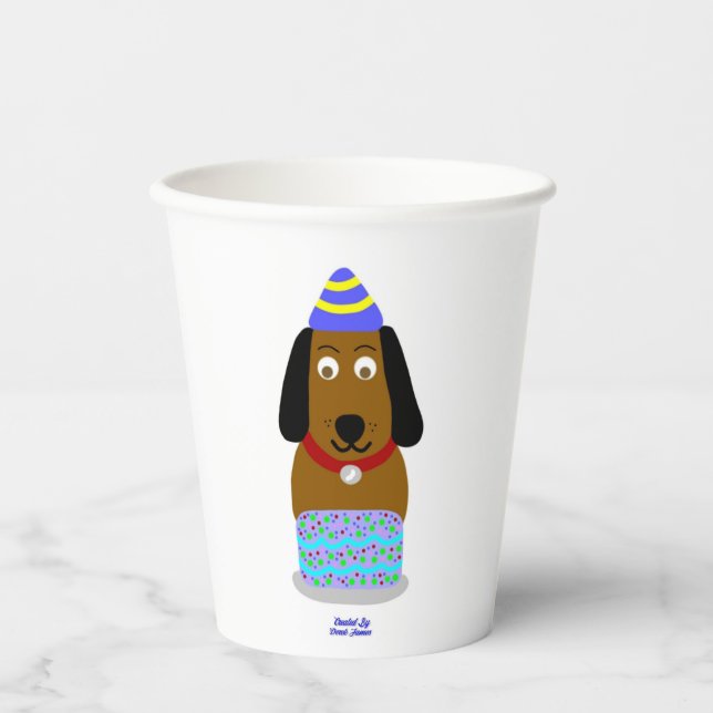 Gobelets en papier Joyeux Anniversaire Toutou (Recto)