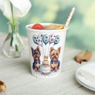 Gobelets En Papier Joyeux anniversaire Yorkie Chien