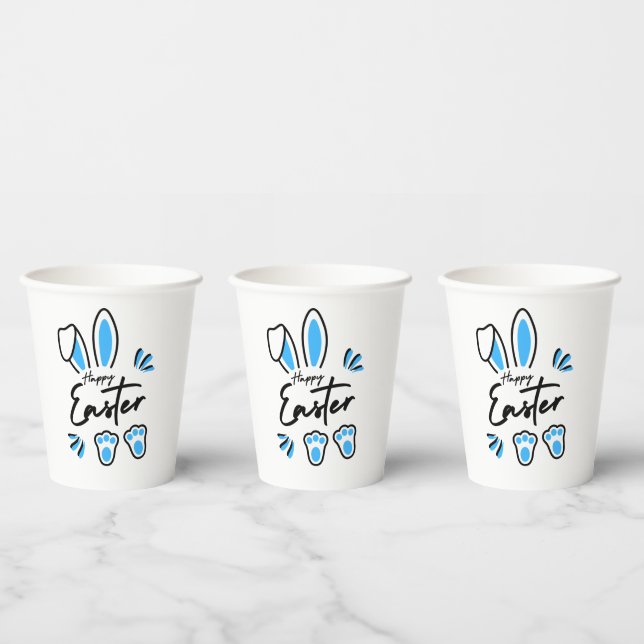 Gobelets En Papier Joyeux bleu de Pâques (Multi)