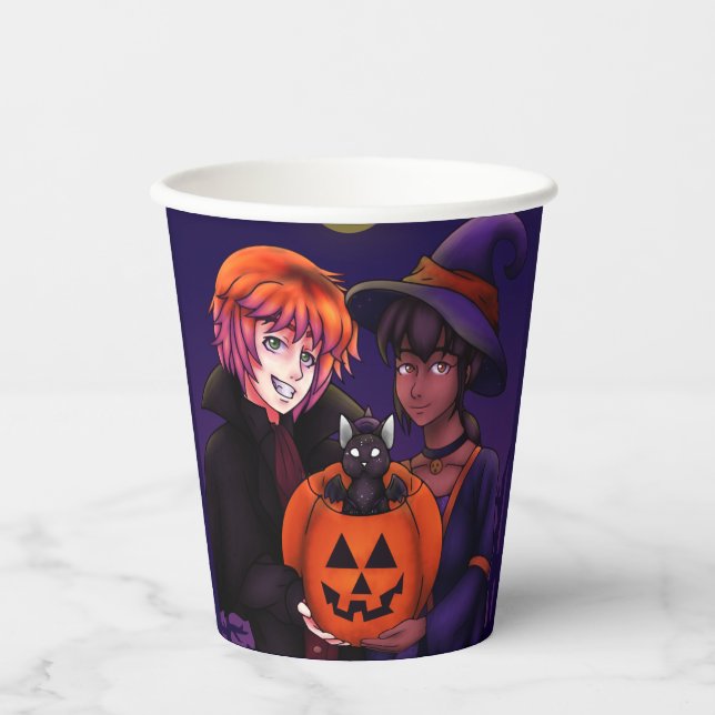 Gobelets En Papier Joyeux costumes d'Halloween (Recto)