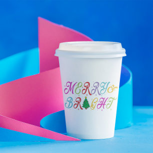 Gobelets En Papier Joyeux et brillant Colorful Arbre de Noël Festif