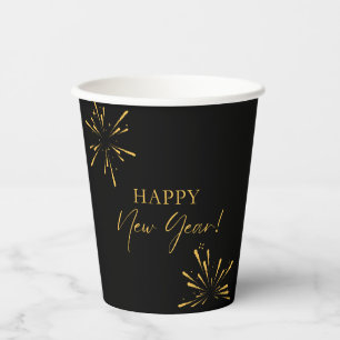 Gobelets En Papier Joyeux feu d'artifice minimaliste du Nouvel An noi
