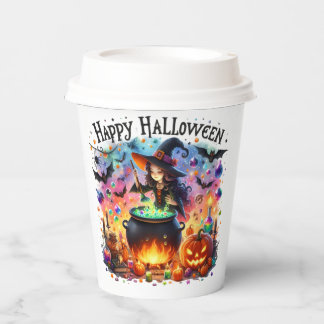 Gobelets En Papier Joyeux Halloween Colorful Witch tasse papier