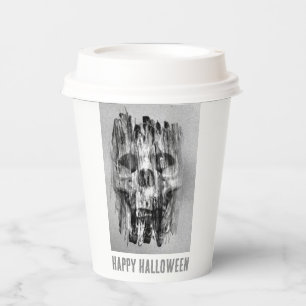 Gobelets En Papier Joyeux Halloween. Crâne en détresse