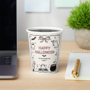 Gobelets en papier Joyeux Halloween dessinés à la