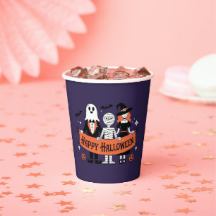 Gobelets En Papier Joyeux Halloween Fantôme, maman et sorcière viol