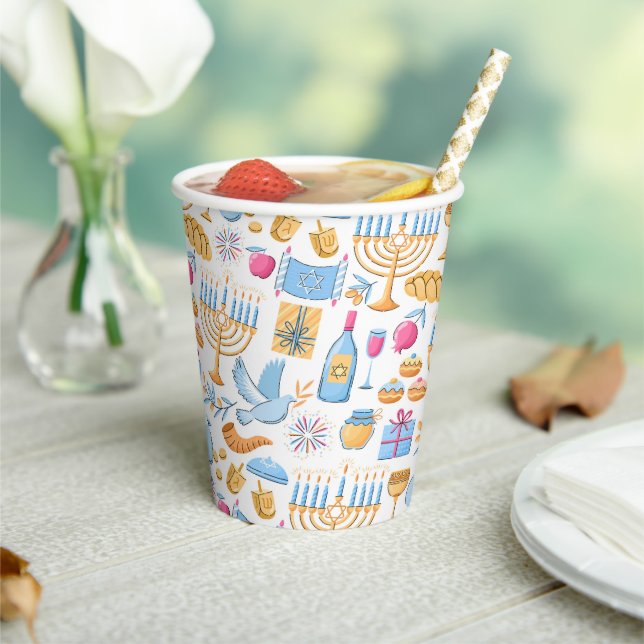 Gobelets En Papier Joyeux Hanukkah  (Insitu)