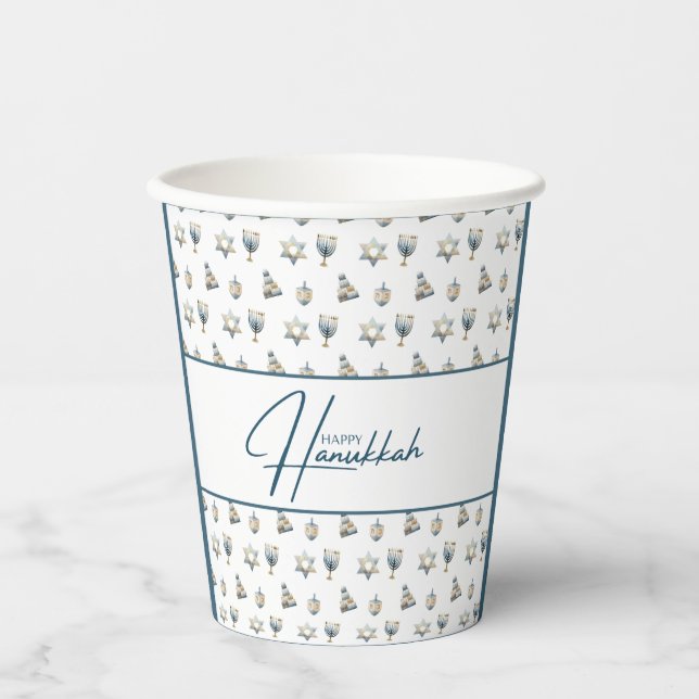 Gobelets En Papier Joyeux Hanukkah (Recto)