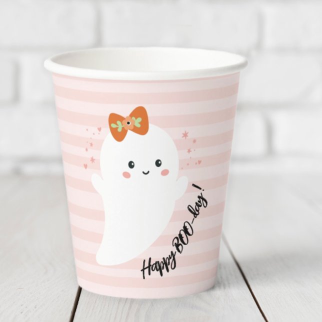 Gobelets En Papier Joyeux Jour de la BOO Halloween Anniversaire (Happy Booday Halloween Birthday Party Cup)