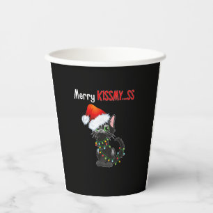 Gobelets En Papier Joyeux Kissmy..ss Chat noir Lumières de Noël Chat 