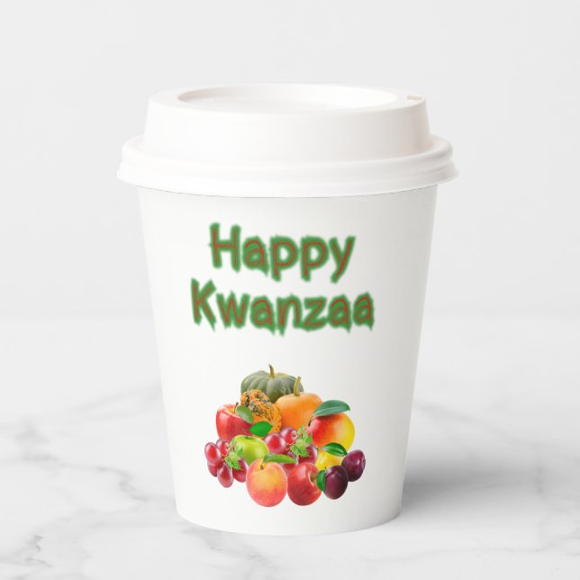 Gobelets En Papier Joyeux Kwanzaa premiers fruits (Recto)