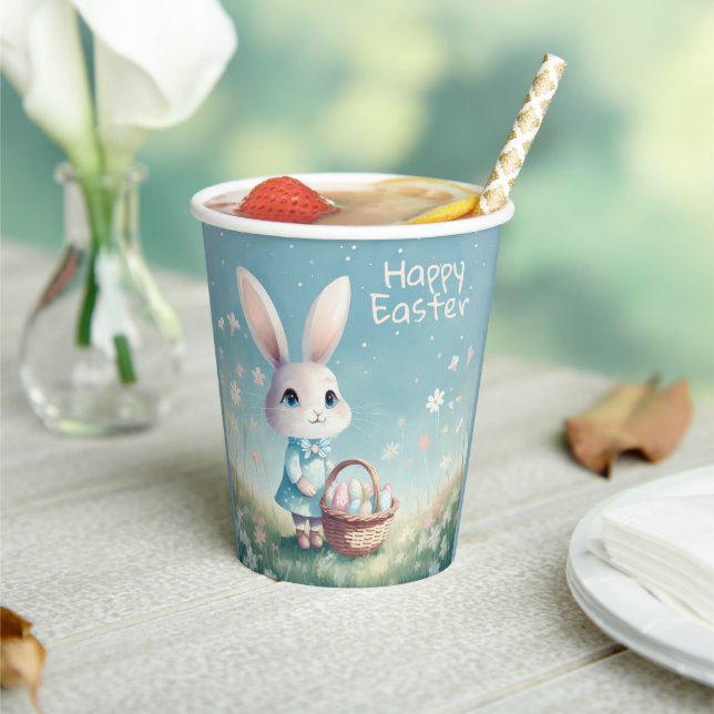 Gobelets En Papier Joyeux lapin de Pâques avec oeufs de Pâques (Insitu)