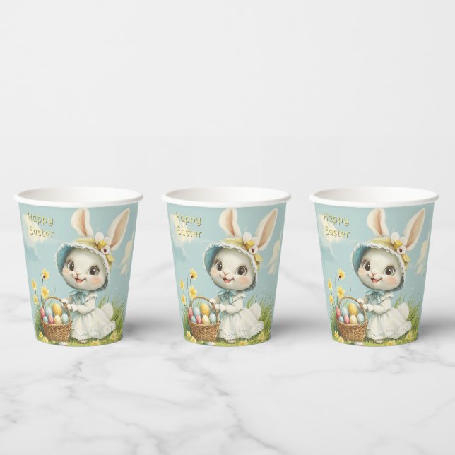 Gobelets En Papier Joyeux Lapin de Pâques Œufs Jonquilles Papillons  (Multi)