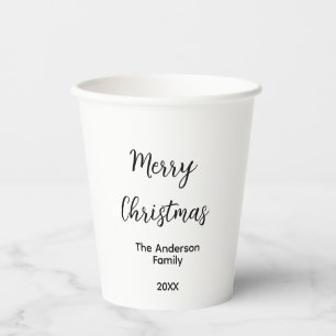 Gobelets En Papier Joyeux Noël ajoutez le nom de famille année texte 