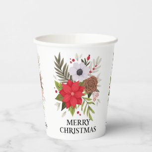 Gobelets En Papier Joyeux Noël avec des tasses en papier Poinsettia