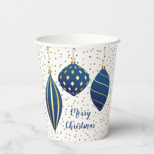 Gobelets En Papier Joyeux Noël Bleu Or Ornements