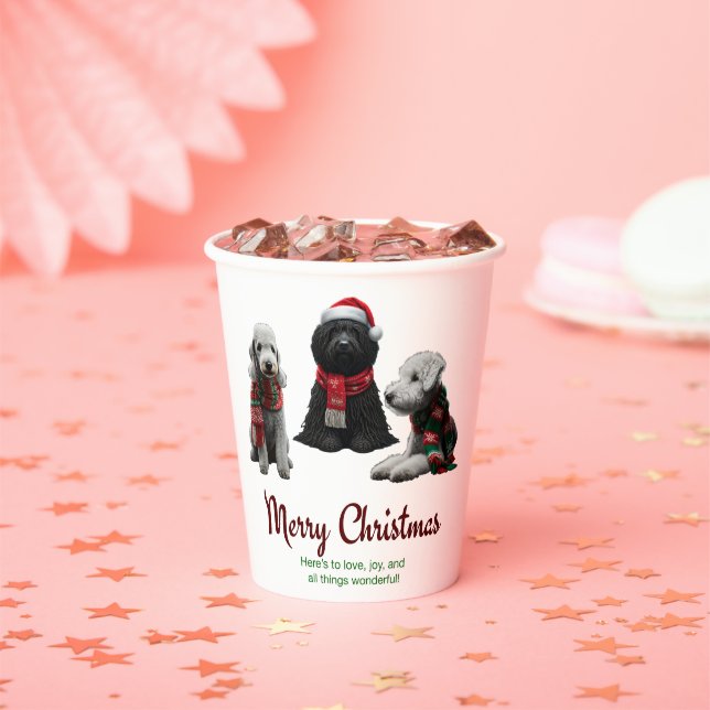 Gobelets En Papier Joyeux Noël Chiens (Insitu)