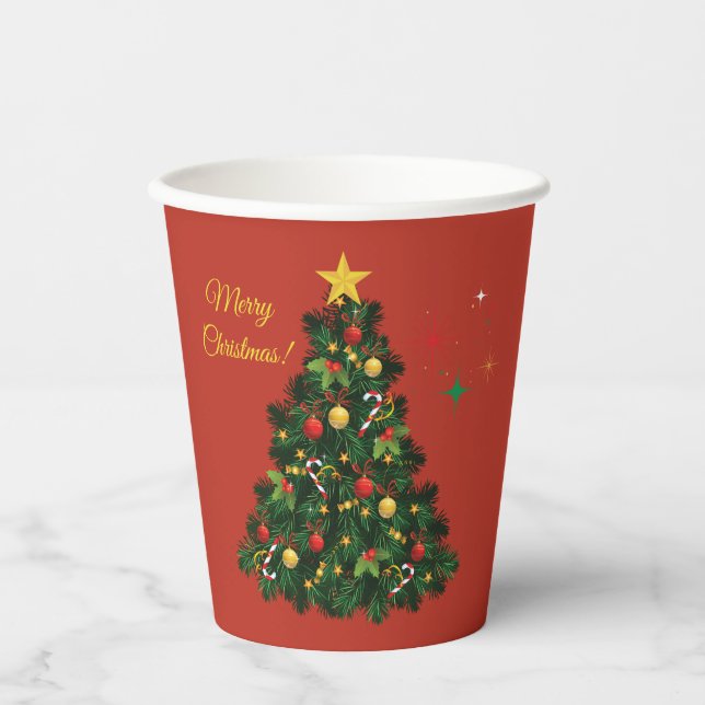 Gobelets En Papier Joyeux Noël Classique (Recto)