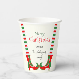 Gobelets En Papier Joyeux Noël de la jambe d'elfe