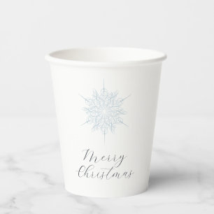 Gobelets En Papier Joyeux Noël fêté de flocon de neige bleu glace