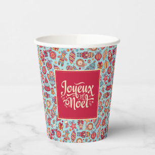 Gobelets En Papier Joyeux Noel français Joyeux Noël folk art chic