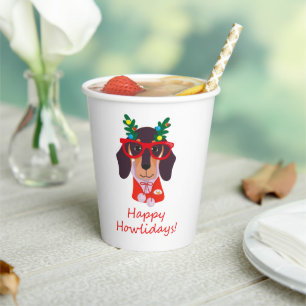 Gobelets En Papier Joyeux Noël Joyeuses Howlidays Fête de chien de Da
