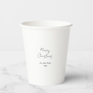 GOBELETS EN PAPIER JOYEUX NOËL NOM ANNÉE 20XX SIMPLE MINIMALISTE 