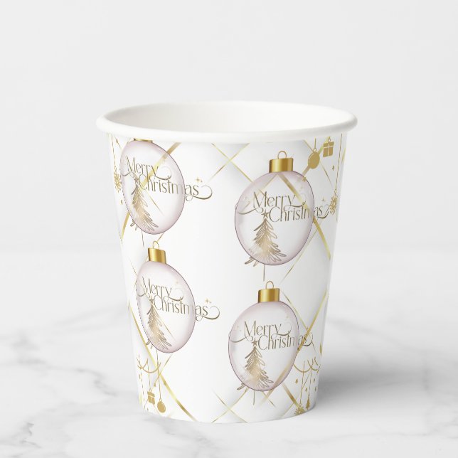 Gobelets En Papier Joyeux Noël Or Luxe (Recto)