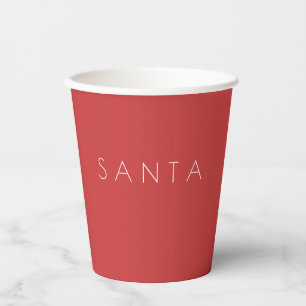 Gobelets En Papier Joyeux Noël Père Noël blanc rouge moderne minim