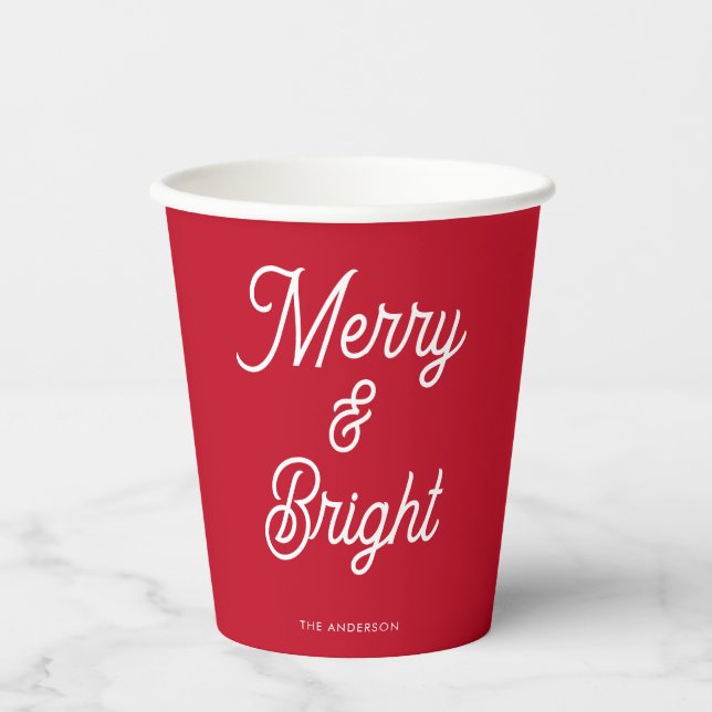 Gobelets En Papier Joyeux Noël rouge vif (Recto)
